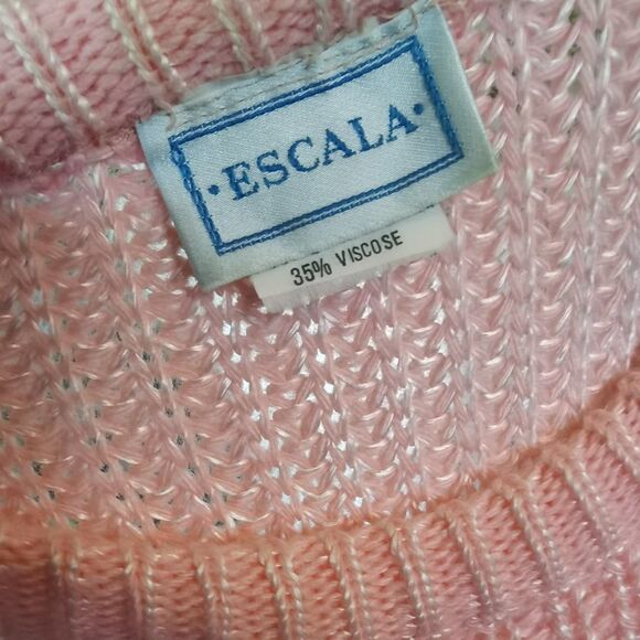 Candy Pink ESCALA Pearl Sheen 80s Vintage Sweater Oversized 90s Spring - Picture 2 of 4